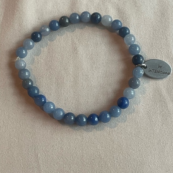 Jewelry - Blue Beaded Bracelet with Inspirational Charm Be Intentional